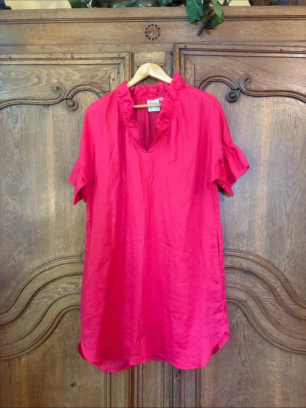 Finley Crosby Bell-Sleeve Ruffle-Trim Linen Shirtdress - Picture 3 of 14